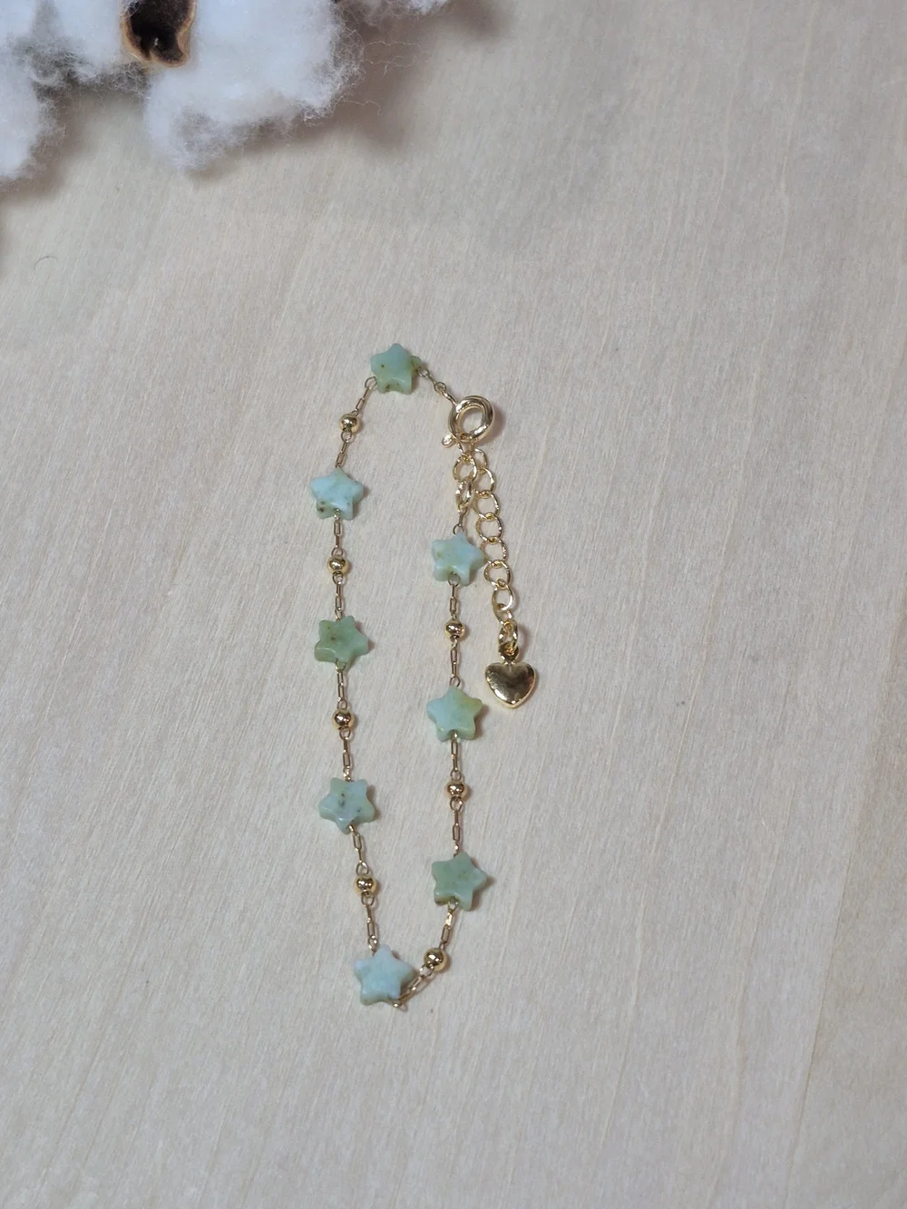 💚⭐️NEW💚⭐️ PRETTY!! SS Micro PaperClipGREEN OPAL FacetedNat. Stone Star Braclet